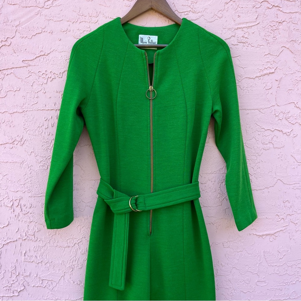 Vintage Marie Phillips Original Green Jumpsuit Zipper 70s